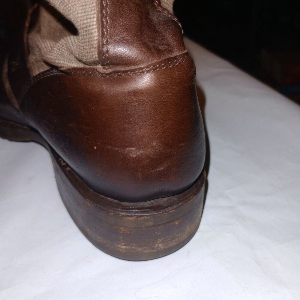 Frye Veronica Canvas Short Boots Women’s Size 10B Brown Leather Western Cowgirl - Picture 4 of 8